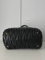Miu Miu Black Matelassé Leather Tote Bag