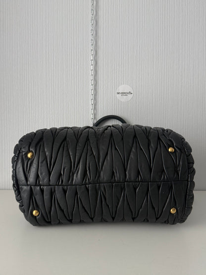 Miu Miu Black Matelassé Leather Tote Bag