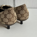 Gucci Beige Guccissima Canvas Horsebit Pointed Toe Pumps Womens Shoes