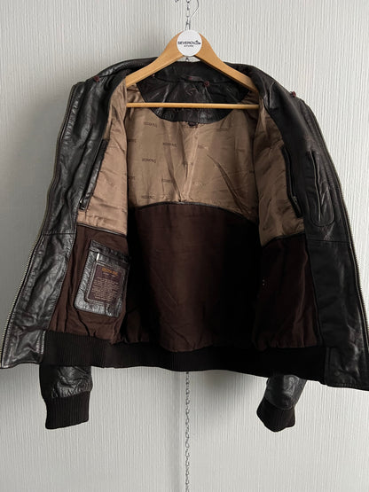 Redskins Buffalo Brown Leather Mens Bomber Jacket