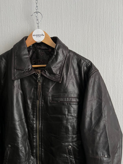 Redskins Buffalo Brown Leather Mens Bomber Jacket