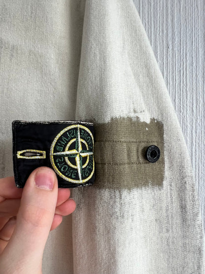 Stone Island Hand Corrosion Gream Cotton Crewneck Mens Jumper