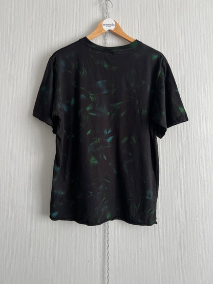 Saint Laurent Men's Archive Logo Tie Dye T-Shirt in Black/Green