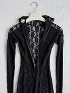 Dolce & Gabbana Black Floral Lace Long Sleeve Dress