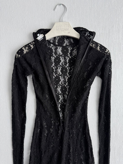 Dolce & Gabbana Black Floral Lace Long Sleeve Dress
