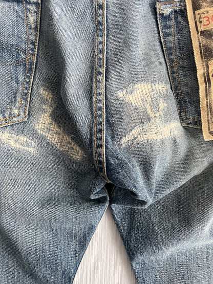 RRL Ralph Lauren Selvedge Distressed Repaired Japan Woven Denim Pants