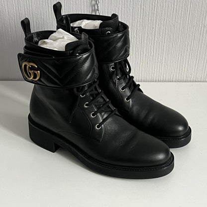 Gucci Marmont Double G Black Womens Ankle Boots