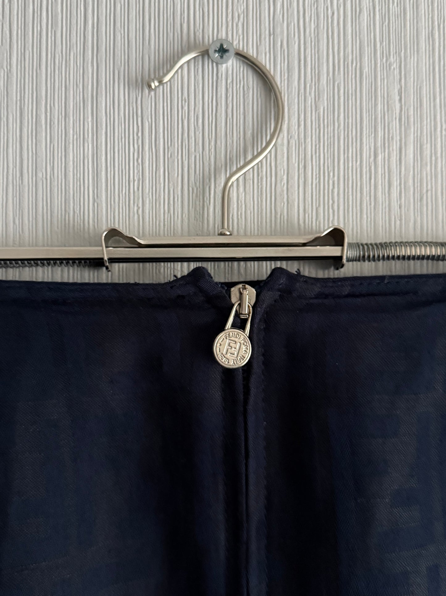 Fendi FF Monogrammed Logo Navy Skirt