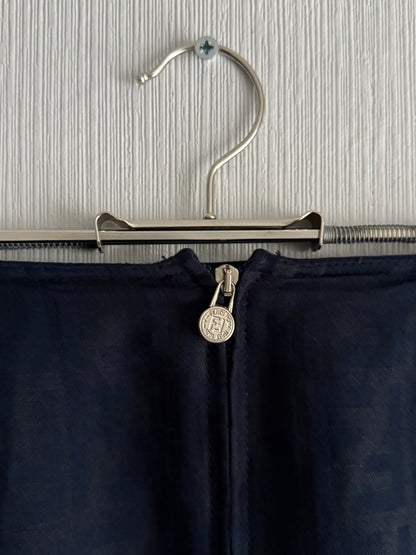 Fendi FF Monogrammed Logo Navy Skirt