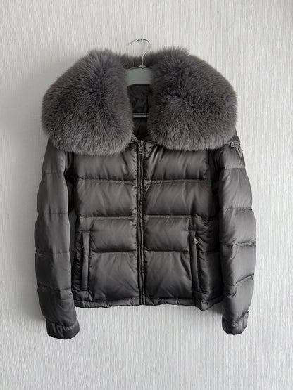 Prada Nylon Down Jacket with Fox Fur