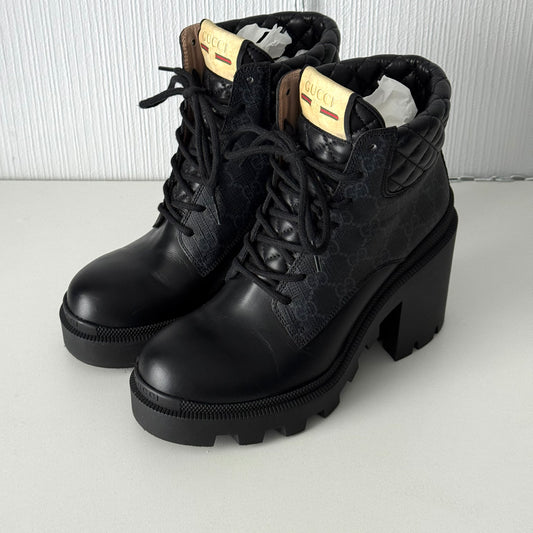 Gucci Apollo GG Supreme Leather Ankle Boots