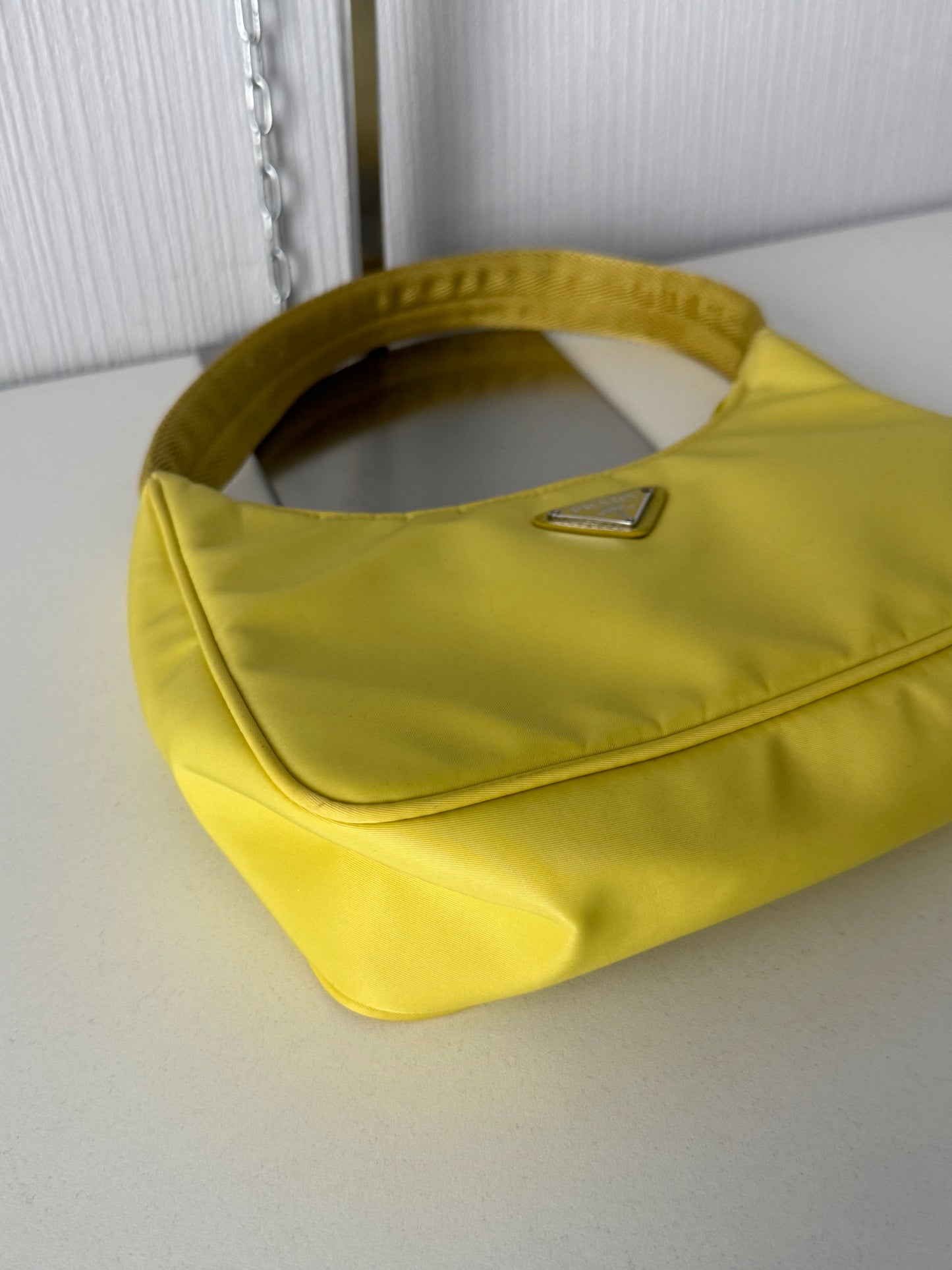 Prada Re-edition 2000 Nylon Shoulder Bag In Yellow