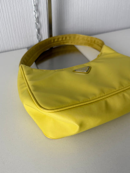Prada Re-edition 2000 Nylon Shoulder Bag In Yellow