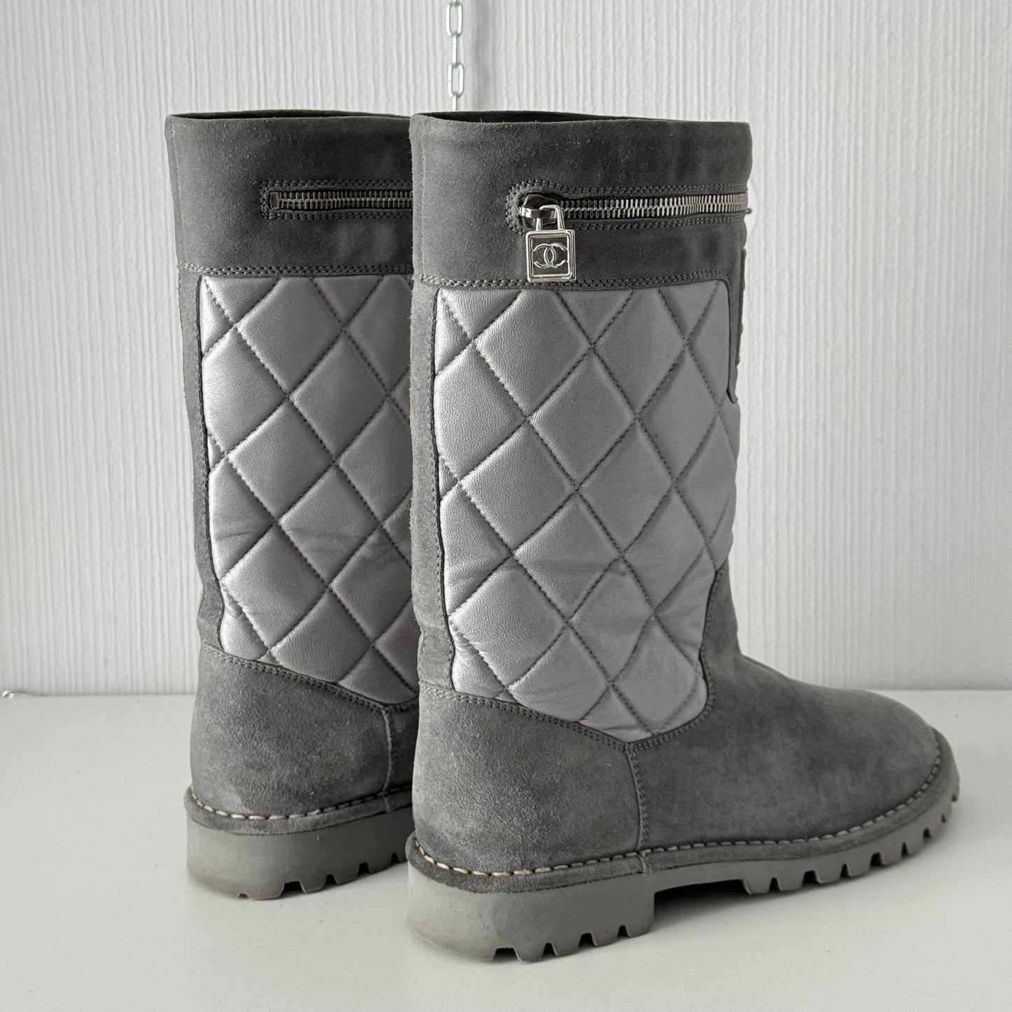 Chanel Black Suede Leather Coco Cocoon Boots by Karl Lagerfeld