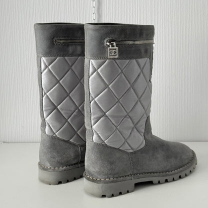 Chanel Black Suede Leather Coco Cocoon Boots by Karl Lagerfeld