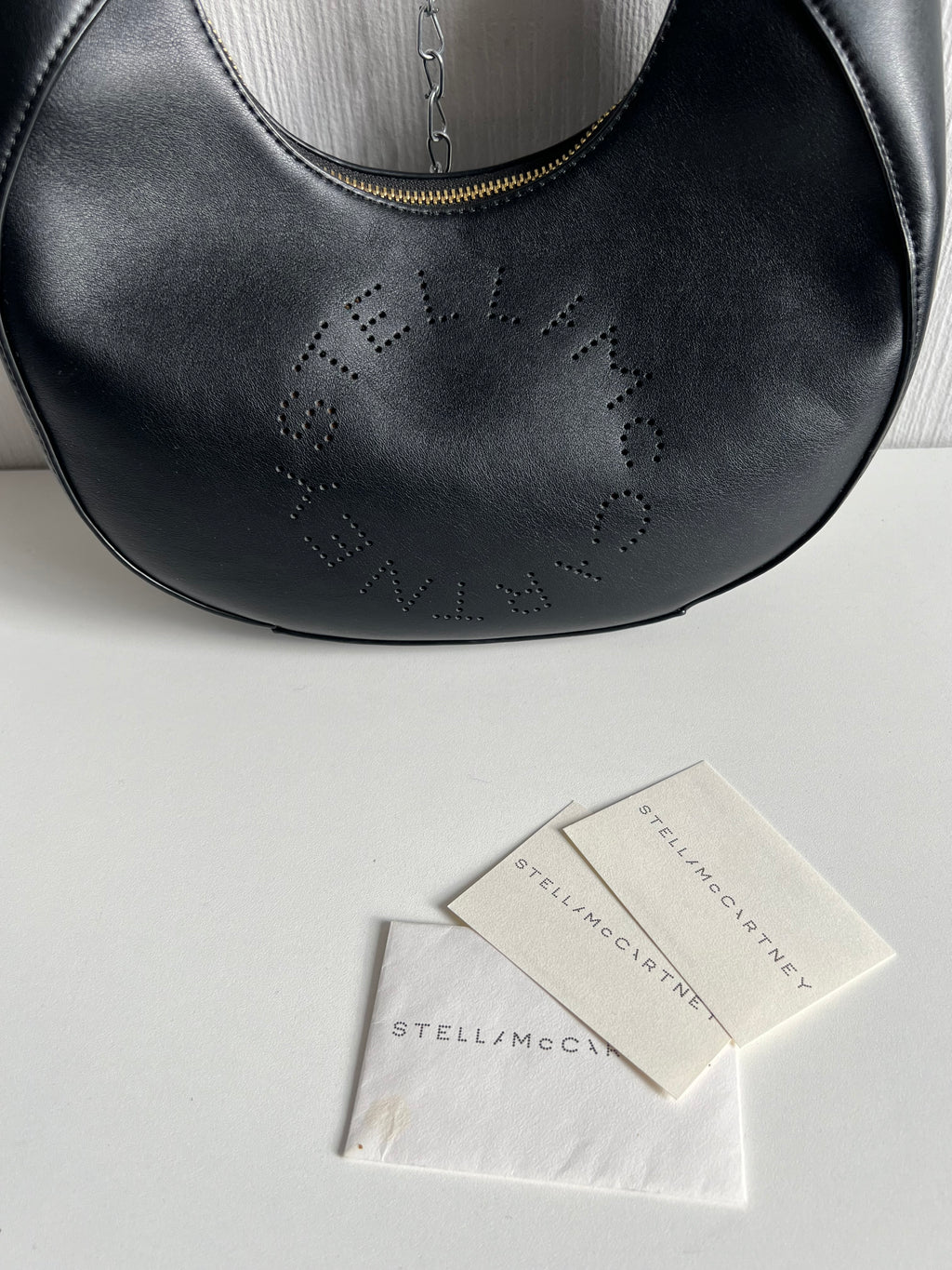 Stella McCartney Perforated Logo Boho Bag Black
