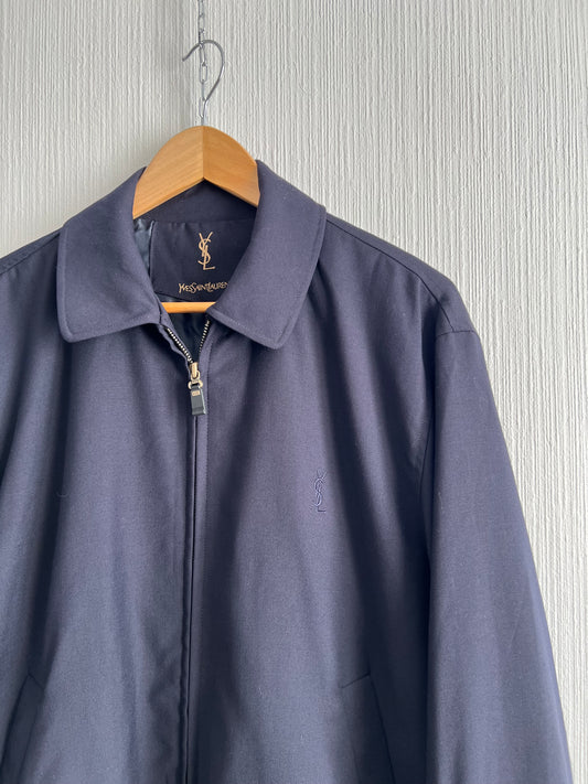 Yves Saint Laurent Vintage Navy Wool Bomber Jacket