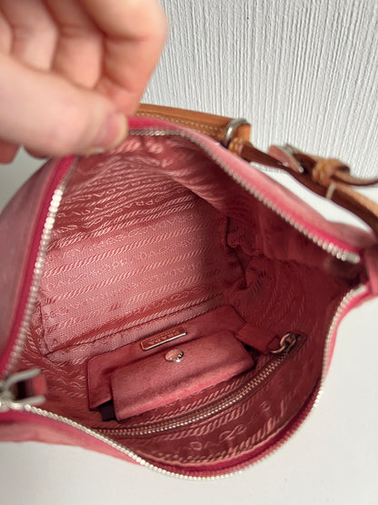 Prada Pochette Sirio Pink Suede Shoulder Bag