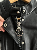 Phillip Plein Fitted Lamb Leather Biker Jacket