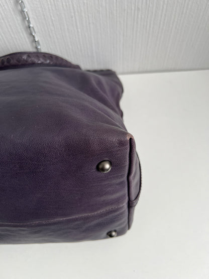 Bottega Veneta Purple Intrecciato Leather Tina Top Handle Bag