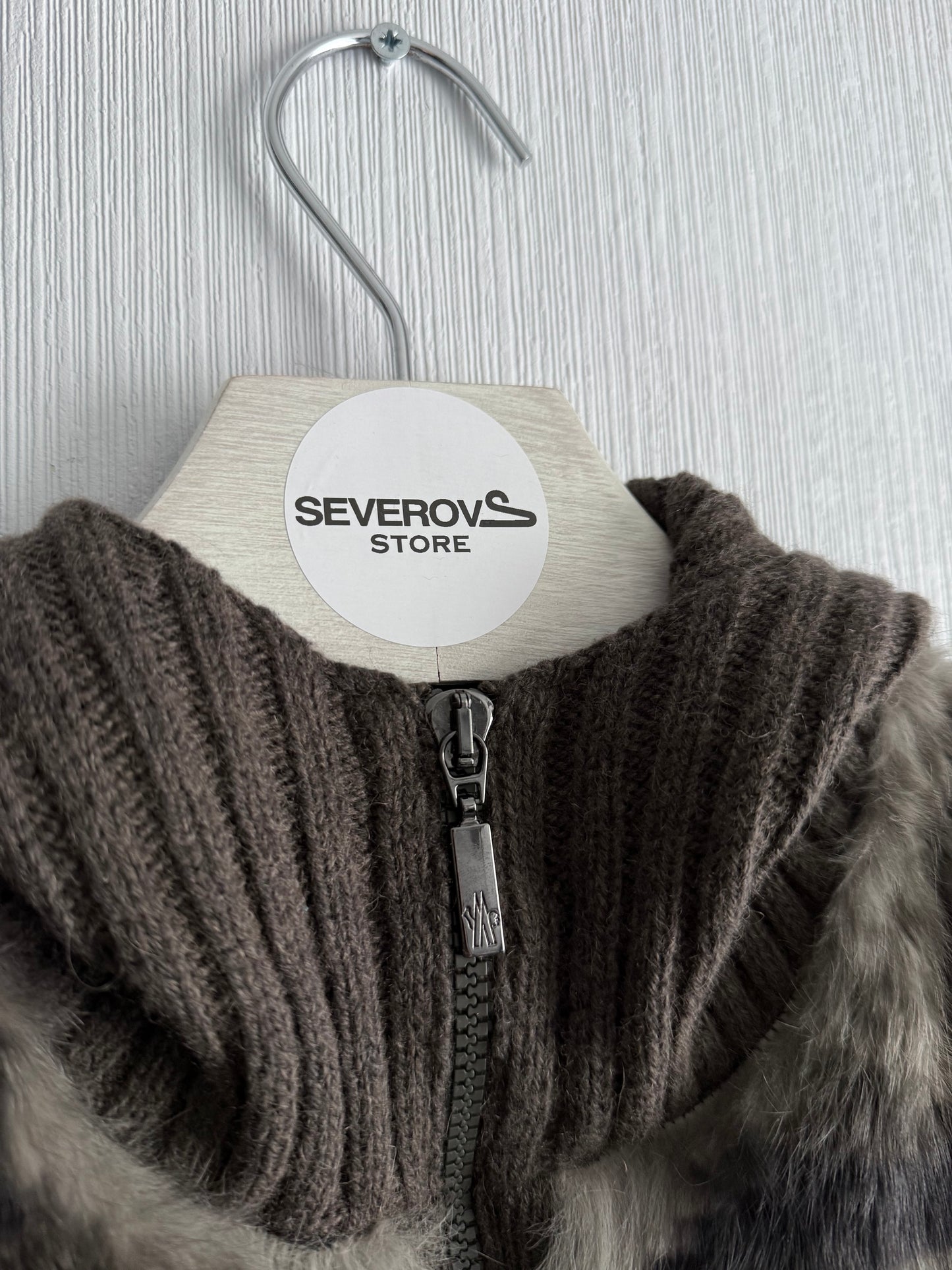 Moncler FW18 Rabbit Fur Camo Zip Up Cardigan Sweater