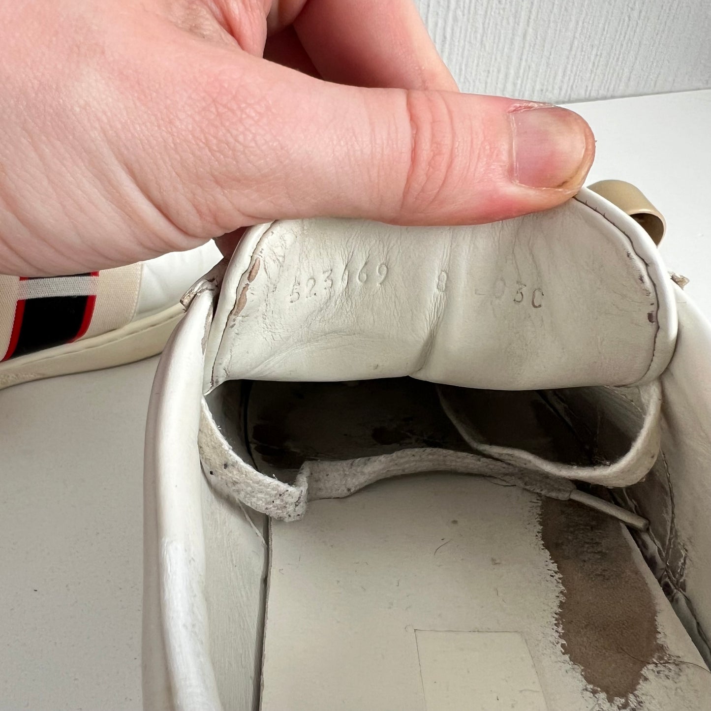 Gucci Ace Stripe Leather White Red Black Mens Sneaker