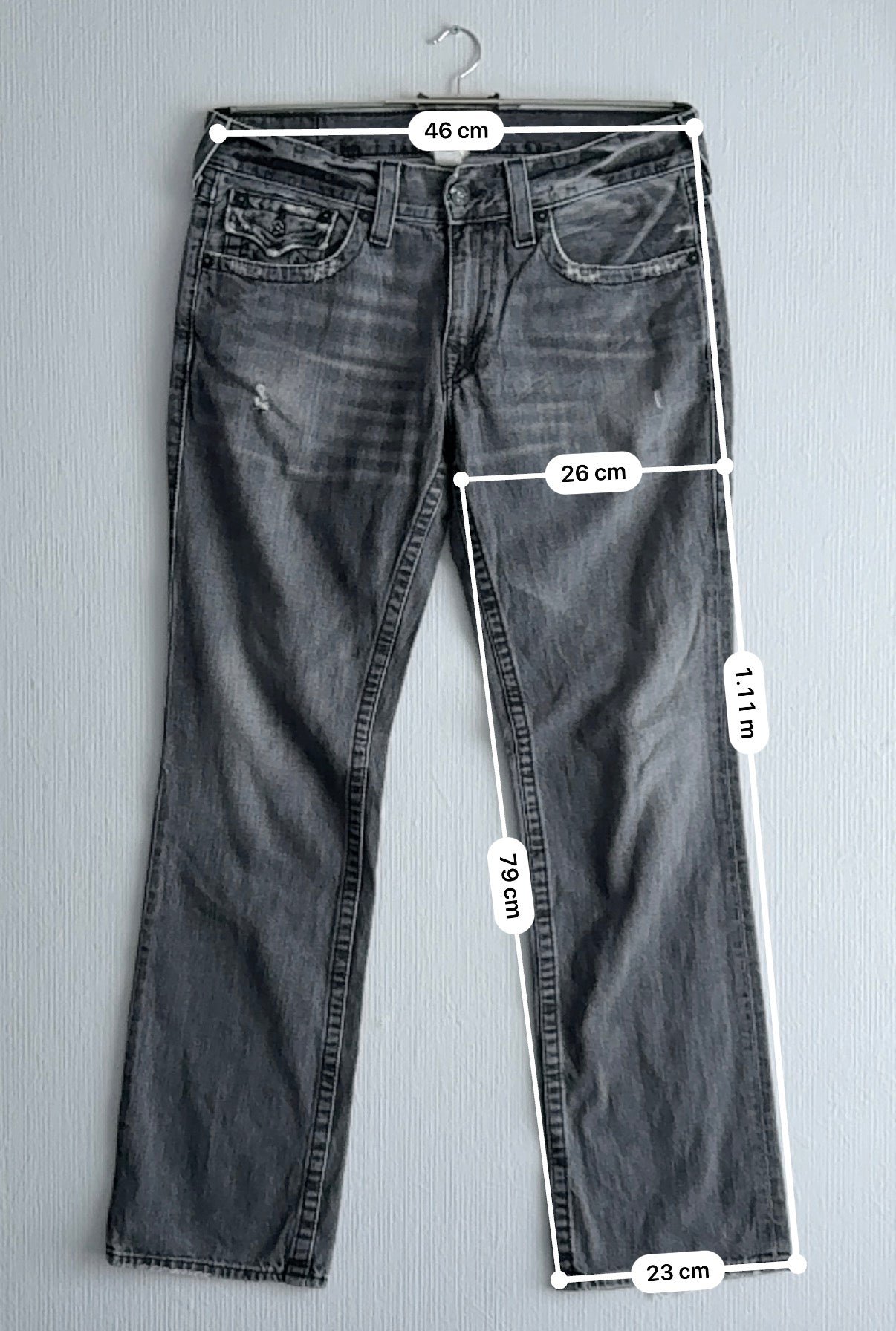 True Religion Vintage Grey Straight Jeans