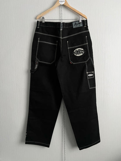 Fubu Contrast Stitched Loose Fit Carpenter Mens Denim Pants