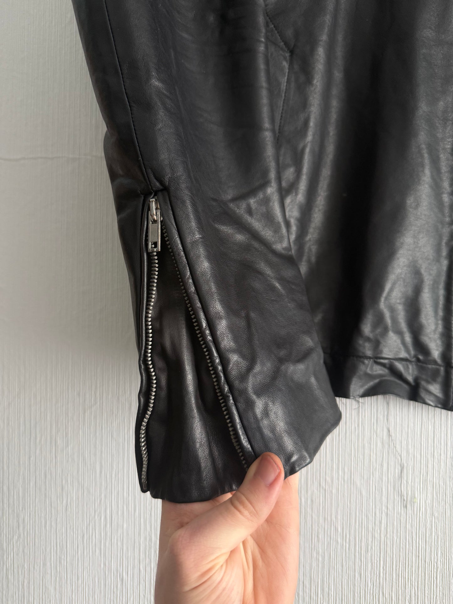 Rick Owens Calf Leather Mollino Leather Jacket