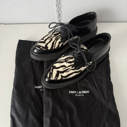 Saint Laurent Black Pony Hair Zebra Leather Shoes