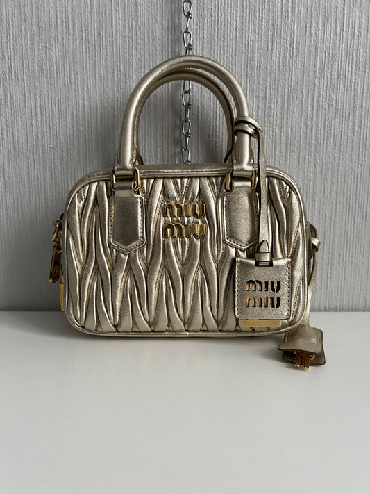 Miu Miu Arcadie Matelassé Nappa Leather Bag in Purite