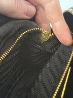 Prada Gold Saffiano Leather Top Handle Bowling Bag