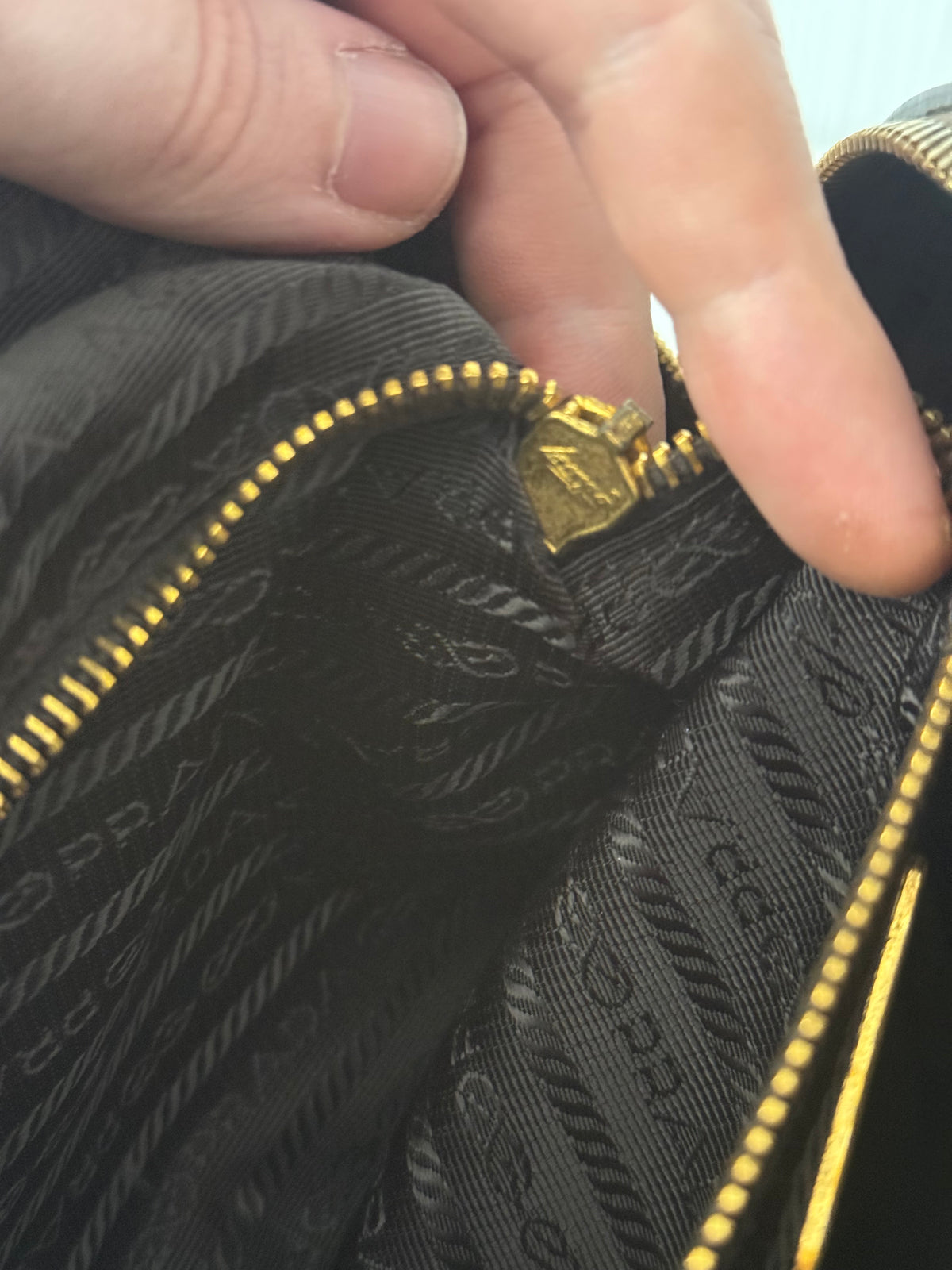 Prada Gold Saffiano Leather Top Handle Bowling Bag