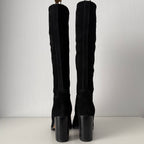 Chanel CC Logo Black Suede Leather High Boots