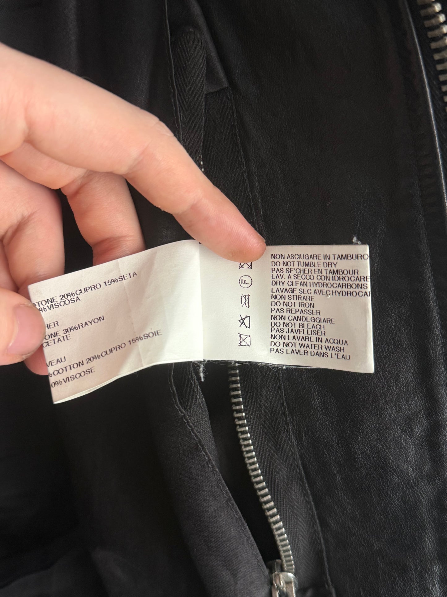 Rick Owens Calf Leather Mollino Leather Jacket