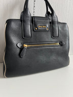Miu Miu Vitello Caribu Black Leather Satchel HandBag