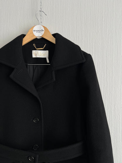 Chloe Black Wool Button Coat