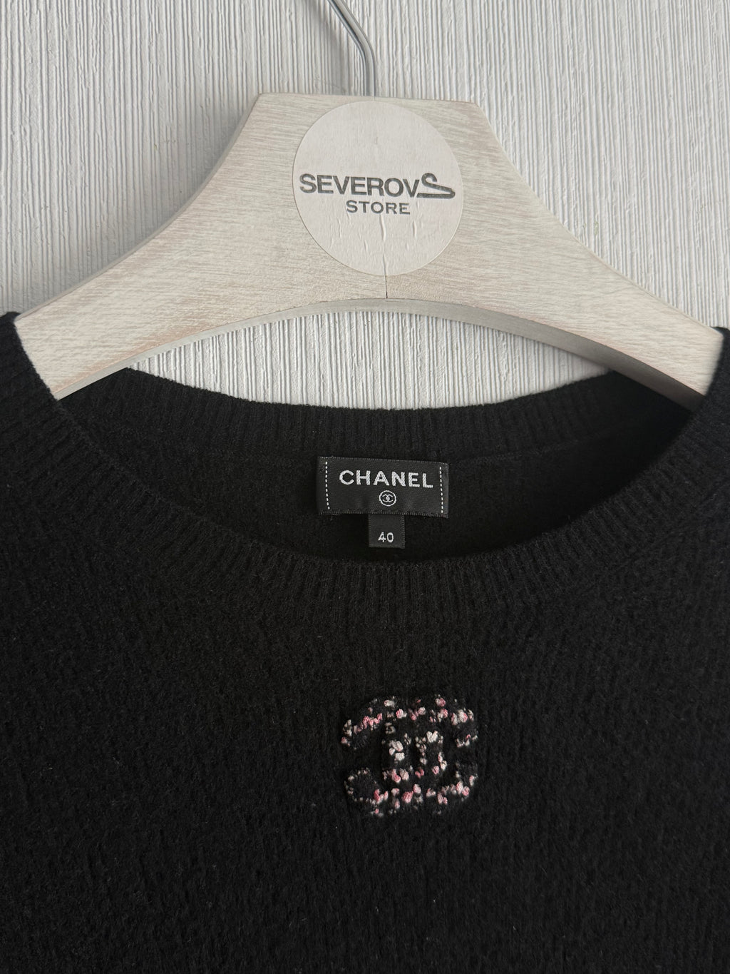 Chanel CC Black Wool Knit Sweater