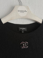 Chanel CC Black Wool Knit Sweater
