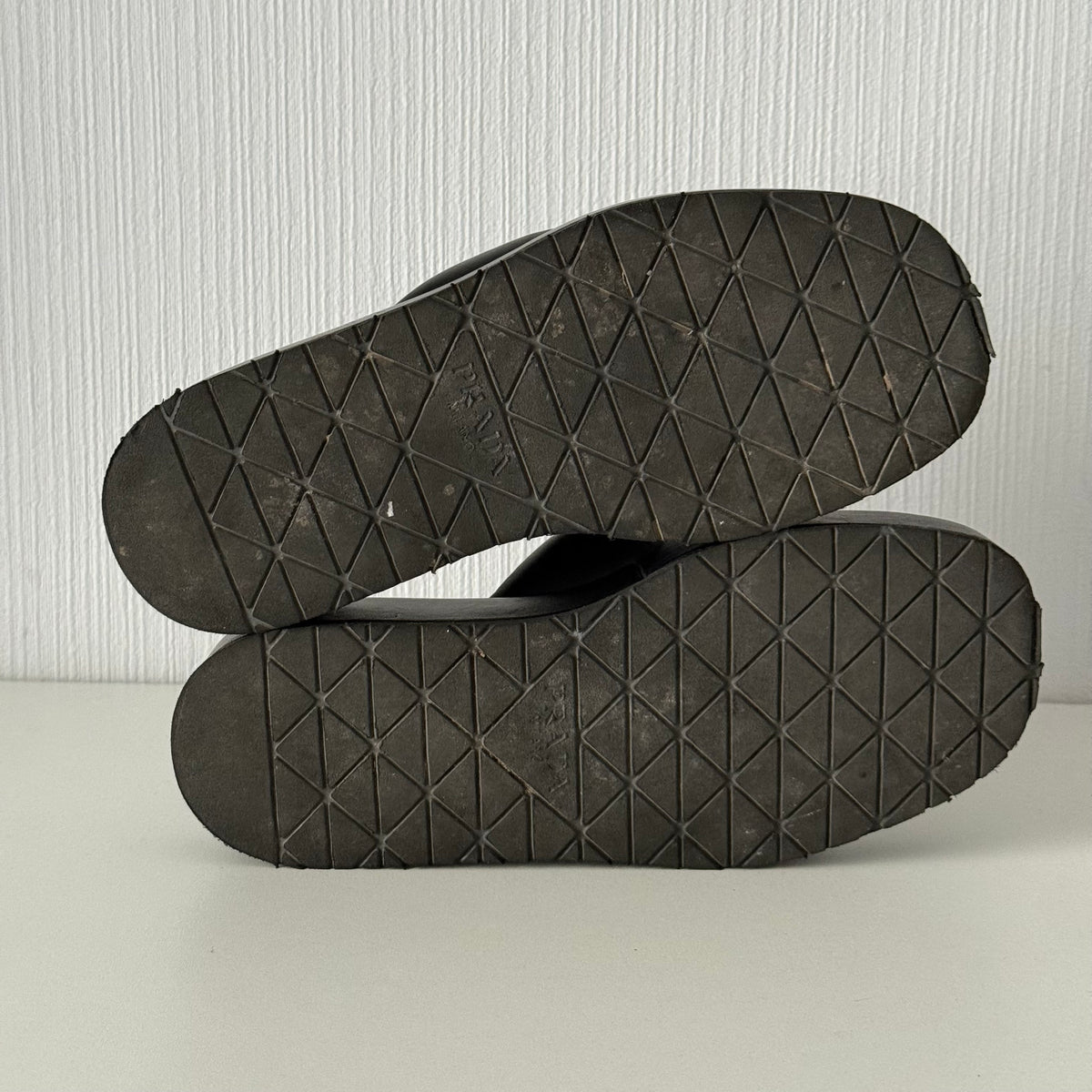 Prada Soft Padded Nappa Leather Thong Wedge Sandals