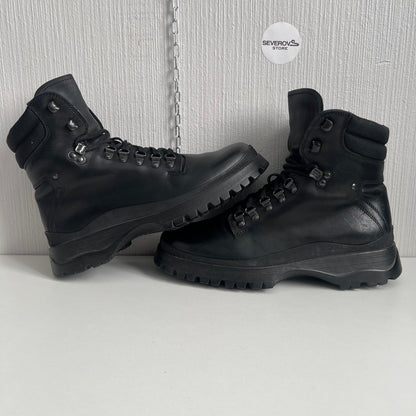 Prada FW99 Vintage Combat Black Leather Boots