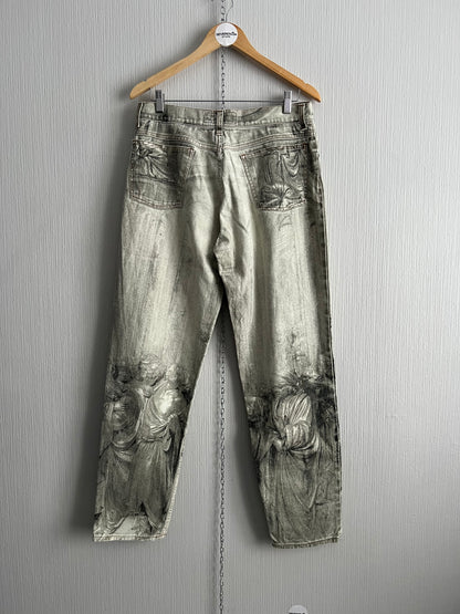 Roberto Cavalli AW1995 Medieval Art Renaissance Print Pants