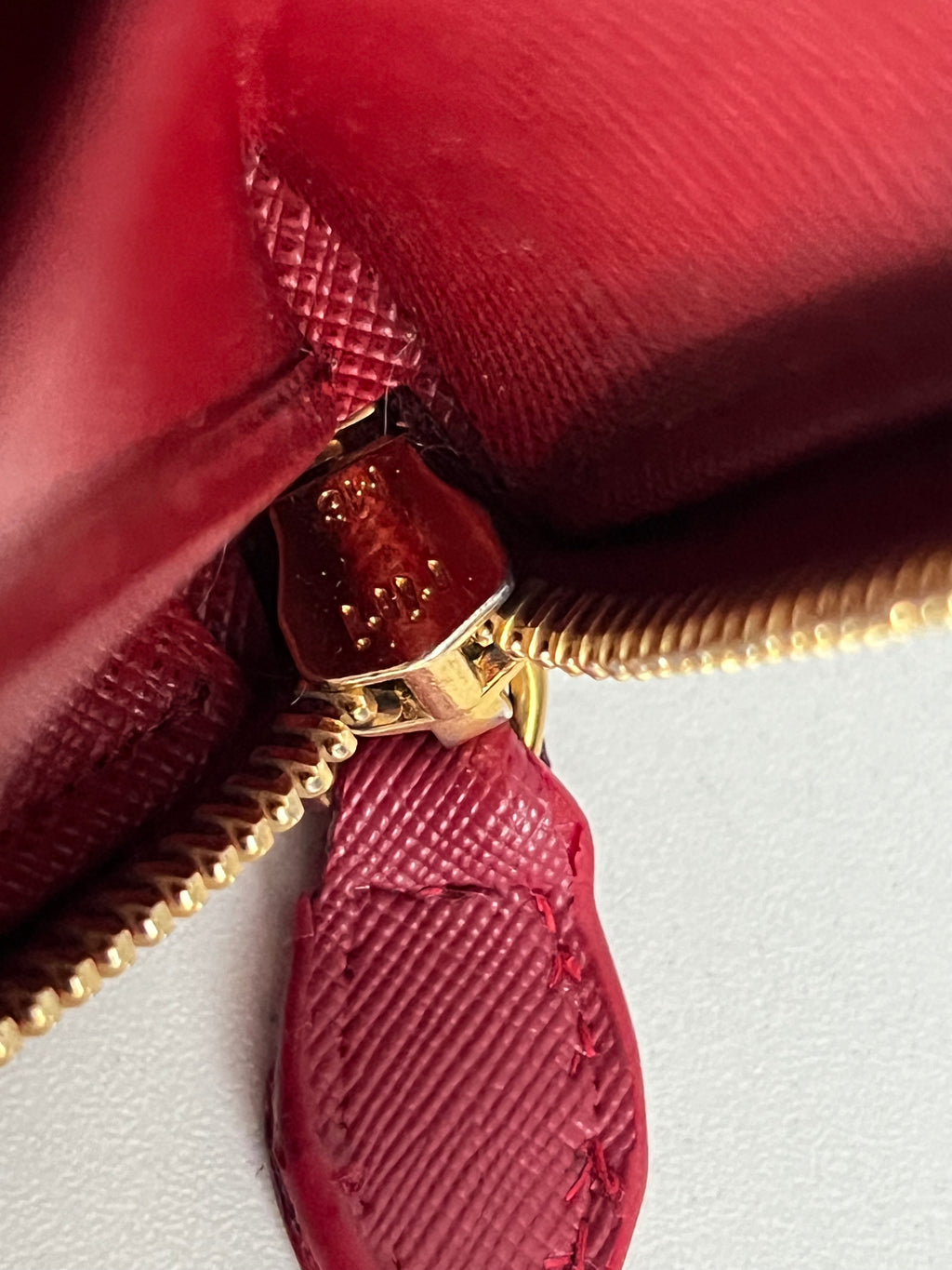 Prada Red Saffiano Leather Zip Around Wallet