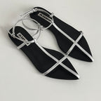 Jil Sander Metallic T-Strap Flat Sandals