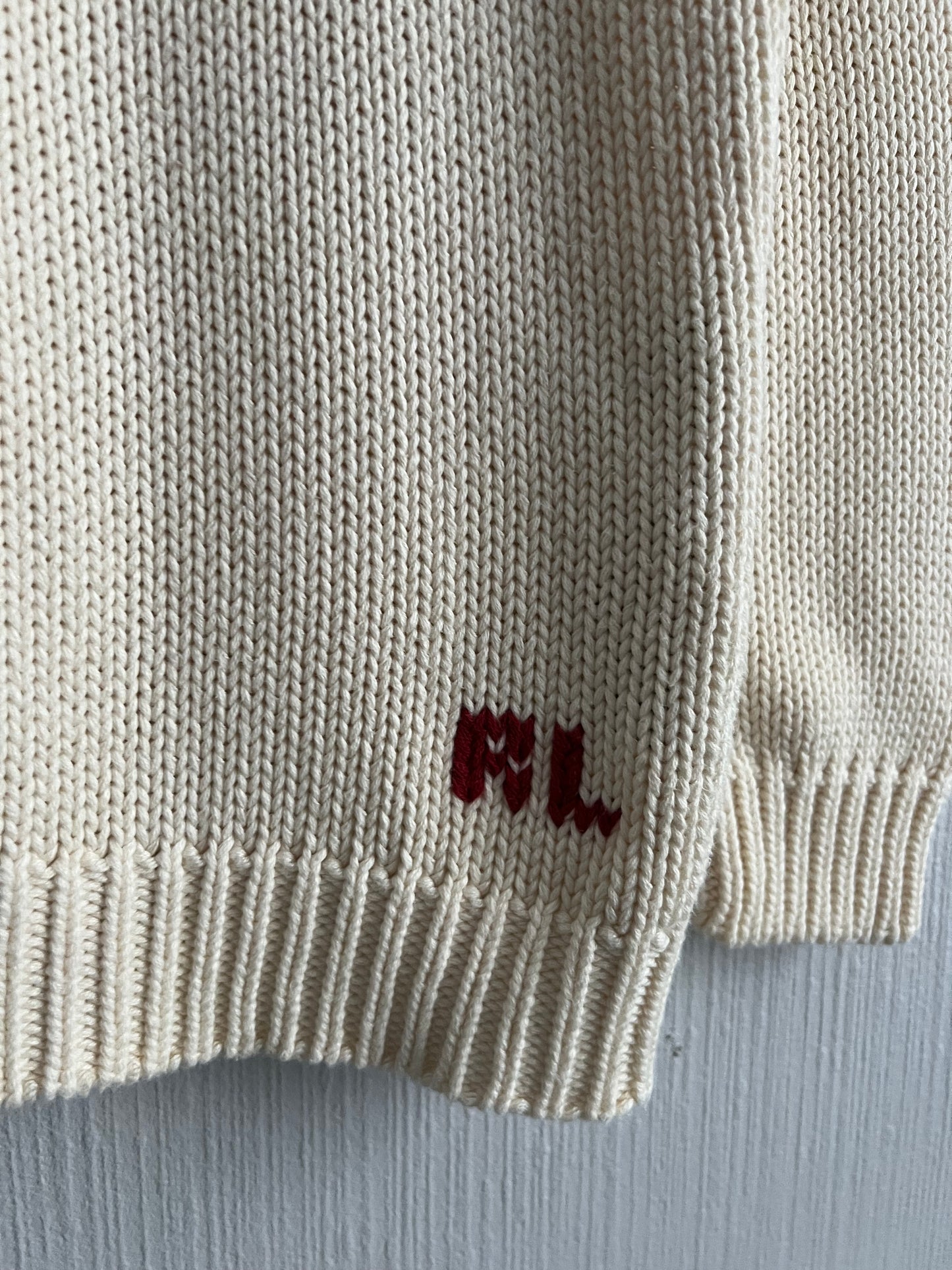 Polo Ralph Lauren American Flag Heavy Knit Cream Cotton Sweater