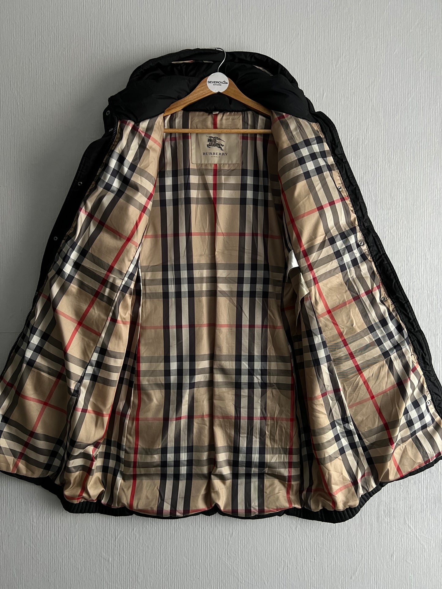 Burberry Down Puffer Long Coat Black Jacket