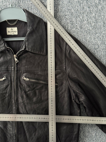 Valentino Vintage Crinkled Ovine Sammy Leather Jacket