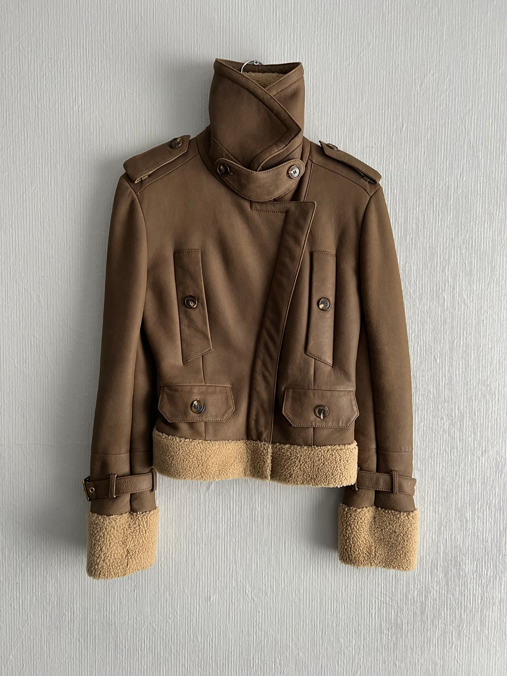 Christian Dior Lambskin Leather Shearling Biker Jacket