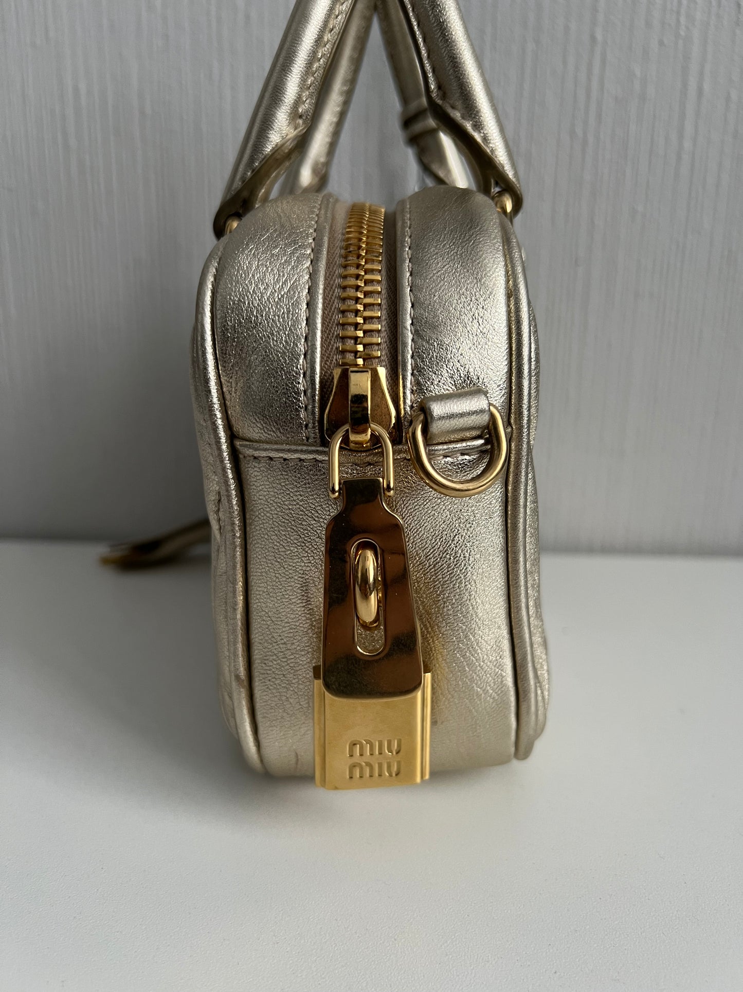 Miu Miu Arcadie Matelassé Nappa Leather Bag in Purite