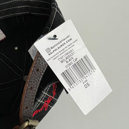 Polo Ralph Lauren Contrast Stitches Flag Black Cap with Leather Strap